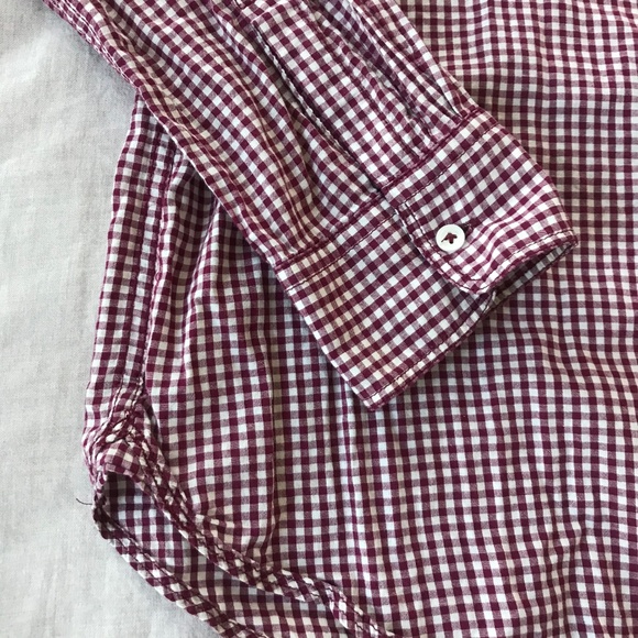 Bergundy & Creme Baby Gingham Button-Down - M - Picture 5 of 5